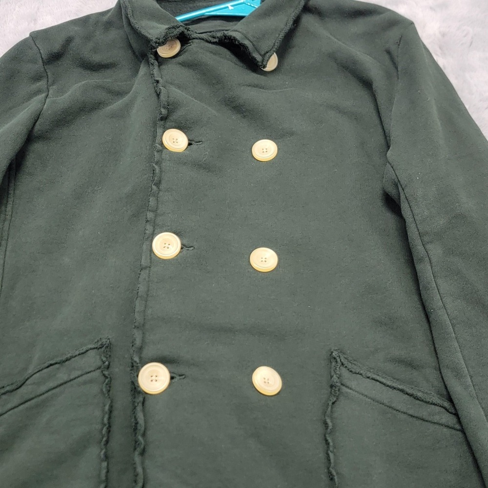 Frank Eileen Belfast Pea Coat Womens Medium Green Cotton Fleece Double Breasted - Picture 2 of 13